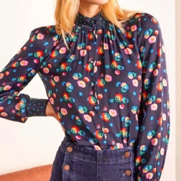 Boden Grace Floral Neck Tie Blouse | Size 14 - Picture 6 of 16